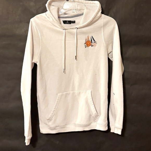 Vintage Volcom Skate Surf Floral White Hoodie Women Long Sleeve Sweater XS - Picture 1 of 11